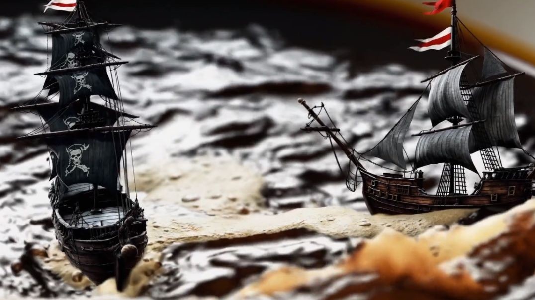 Open AI SORA - hotorealistic closeup video of two pirate ships battling