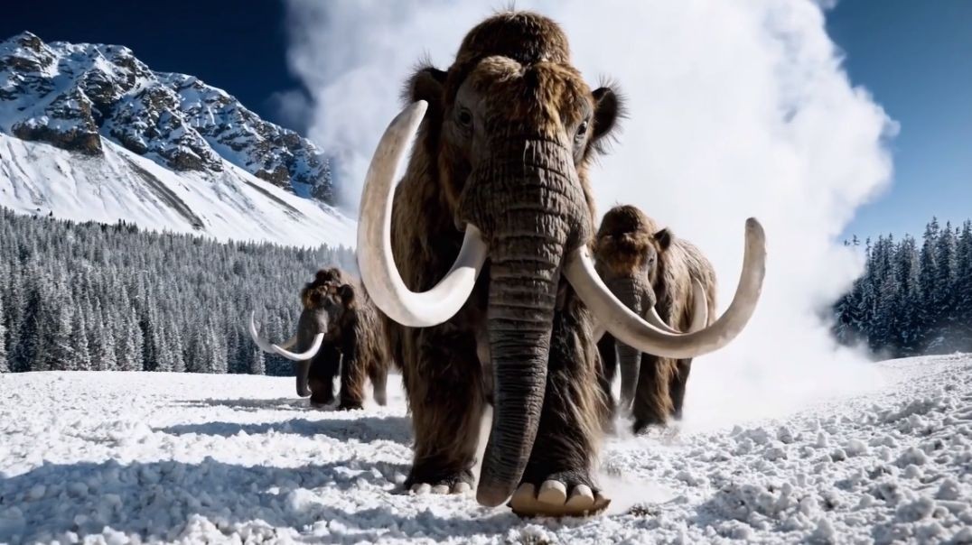 Open AI SORA - Several giant wooly mammoths approach